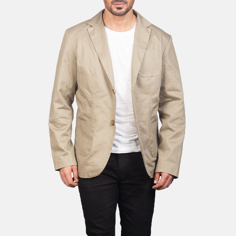 Borges Beige Blazer en Cuir pour Homme