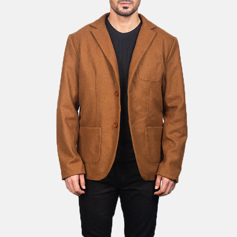 Borges Khaki Wool Blazer en Cuir pour Homme