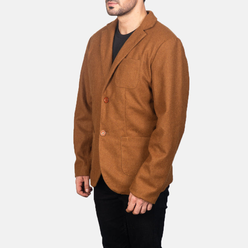 Borges Khaki Wool Blazer en Cuir pour Homme