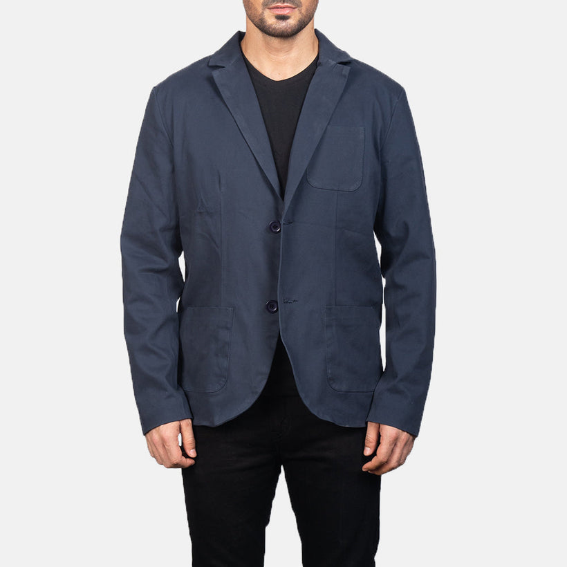 Borges Navy Bleu Blazer en Cuir pour Homme