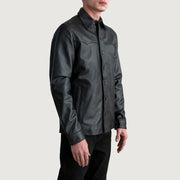 
Black Sheepskin leather Jacket - Vue arrière montrant la carrure ajustée et l'ourlet net