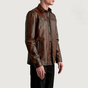 Distressed Brown Sheepskin leather Jacket - Vue de dos avec coupe ajustée aux épaules &amp; ourlet soigné