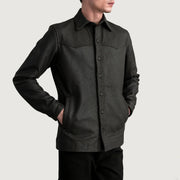 Bronco Tumbled Marron Leather Shirt pour Homme - Vue de profil avec coupe de manche ergonomique