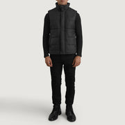 
Bryan Noir Doudoune sans manches pour Homme - Vue de profil mettant en valeur la coupe de manche ergonomique