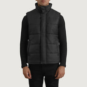 
Vue détaillée of Classic Collar & Zipper With Placket Hardware on Bryan Noir Doudoune sans manches pour Homme