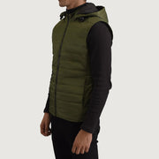 
Green Full-Grain leather Vest - Vue arrière montrant la carrure ajustée et l'ourlet net