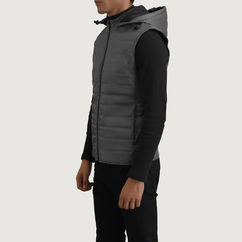 Carlo Gris Hooded Puffer Vest pour Homme