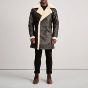 Charles Manteau en Cuir Marron Shearling Manteau en Cuir pour Homme – Vue produit alternative 3