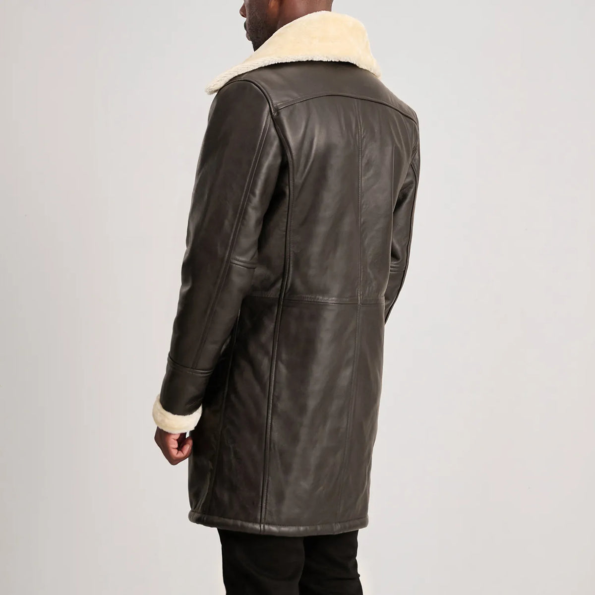 Charles Manteau en Cuir Marron Shearling Manteau en Cuir pour Homme – Vue produit alternative 5