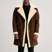 Charles Manteau en Cuir Marron Shearling Manteau en Cuir pour Homme – Vue produit alternative 1