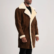 Charles Manteau en Cuir Marron Shearling Manteau en Cuir pour Homme – Vue produit alternative 2