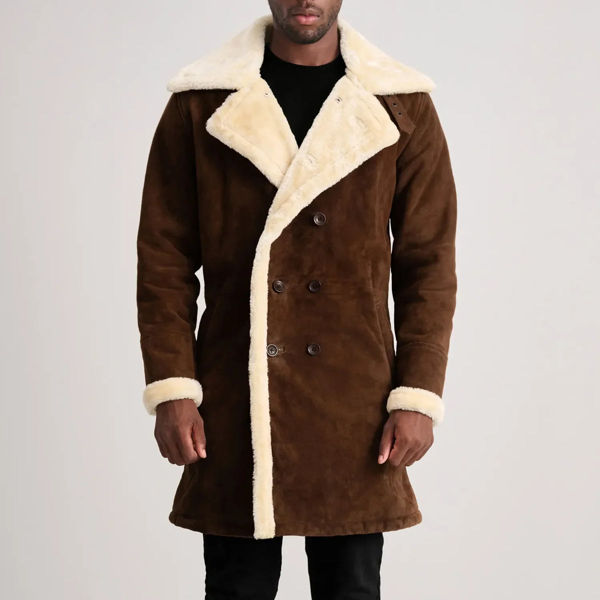 Charles Manteau en Cuir Marron Shearling Manteau en Cuir pour Homme – Vue produit alternative 4