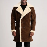 Charles Manteau en Cuir Marron Shearling Manteau en Cuir pour Homme – Vue produit alternative 4