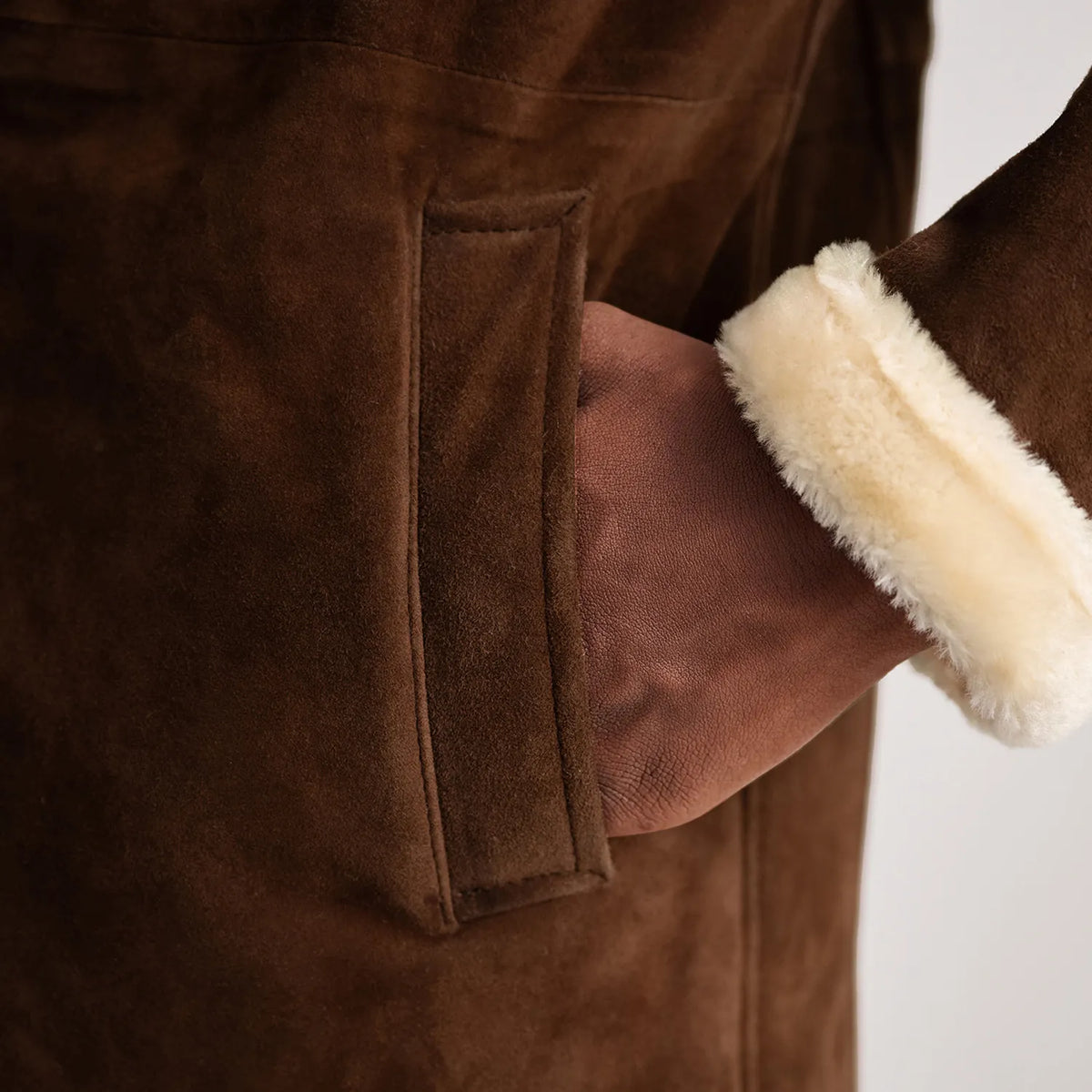 Charles Manteau en Cuir Marron Shearling Manteau en Cuir pour Homme – Vue produit alternative 6