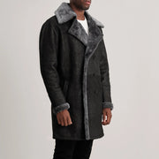 Brown Goatskin Suede Aviator Jacket - Vue de dos avec coupe ajustée aux épaules &amp; ourlet soigné