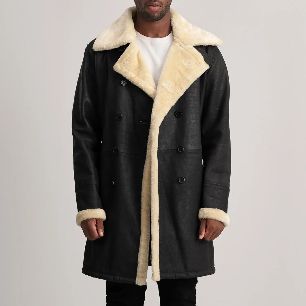 Charles Manteau en Cuir Marron Shearling Manteau en Cuir pour Homme – Vue produit alternative 1