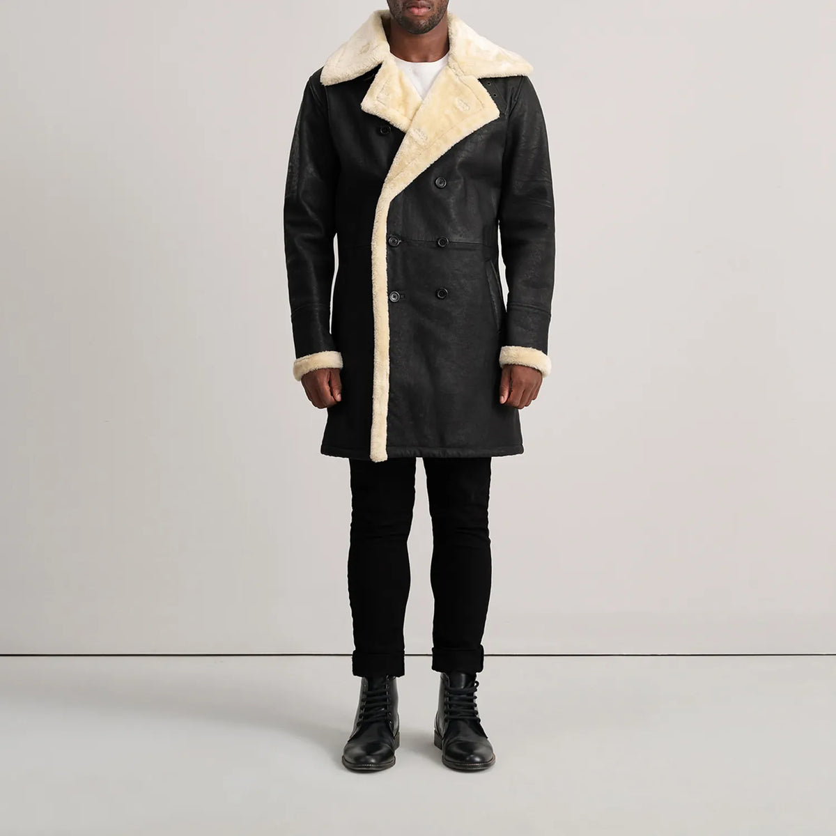 Charles Manteau en Cuir Marron Shearling Manteau en Cuir pour Homme – Vue produit alternative 3