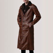 
Charlton Waxed Marron Leather Single Breasted Manteau en Cuir pour Homme For Men - Vue de profil mettant en valeur la coupe de manche ergonomique