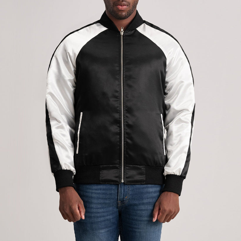 Clarke Noir Varsity Veste en Cuir pour Homme