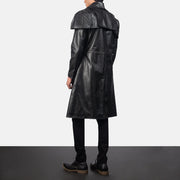 Men's Classic Noir Leather Duster pour Homme - Vue de profil avec coupe de manche ergonomique
