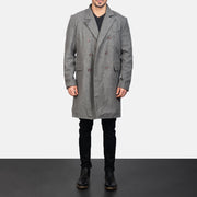 Men's Claud Grey Wool Double Breasted Coat - Vue de profil avec coupe de manche ergonomique
