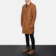 Khaki Synthetic Wool Trench Coat - Vue de dos avec coupe ajustée aux épaules &amp; ourlet soigné