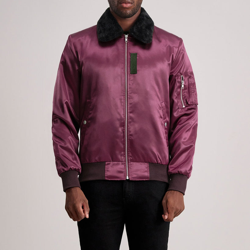 Clyde B-15 Bordeaux Blouson Bomber en Cuir pour Homme