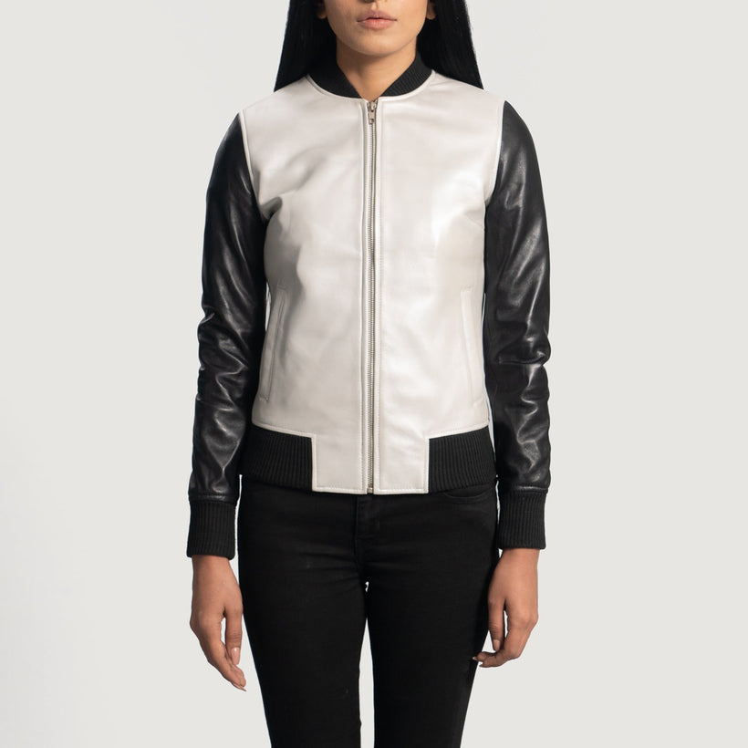 Cole Silver Blouson Bomber en Cuir pour Femme