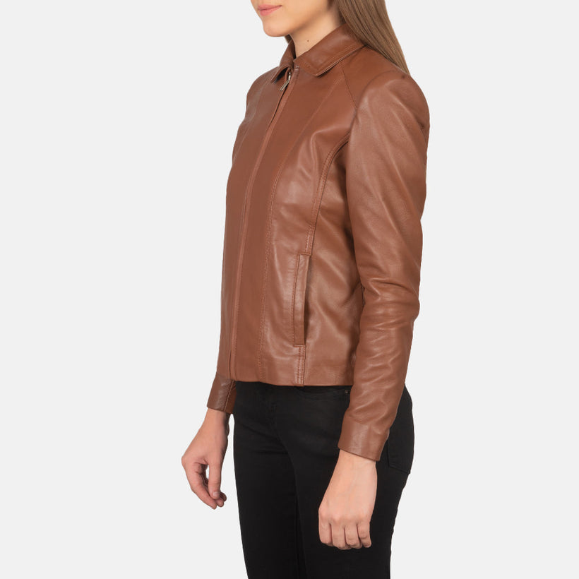 Colette Marron Veste en Cuir pour Femme