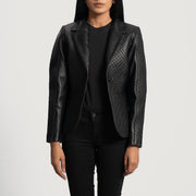 Black Sheepskin leather Blazer - Vue de dos avec coupe ajustée aux épaules &amp; ourlet soigné