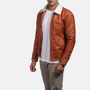 Brown Sheepskin Leather Aviator Jacket - Vue de dos avec coupe ajustée aux épaules &amp; ourlet soigné