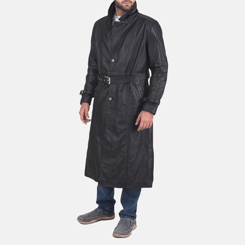 Daniel Noir Trench-Manteau en Cuir en Cuir pour Homme