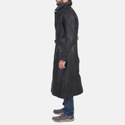 Daniel Noir Trench-Manteau en Cuir en Cuir pour Homme - Vue de profil mettant en valeur la coupe de manche