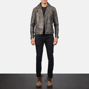 Danny Matelassé Veste Motard en Cuir pour Homme – Vue produit alternative 3