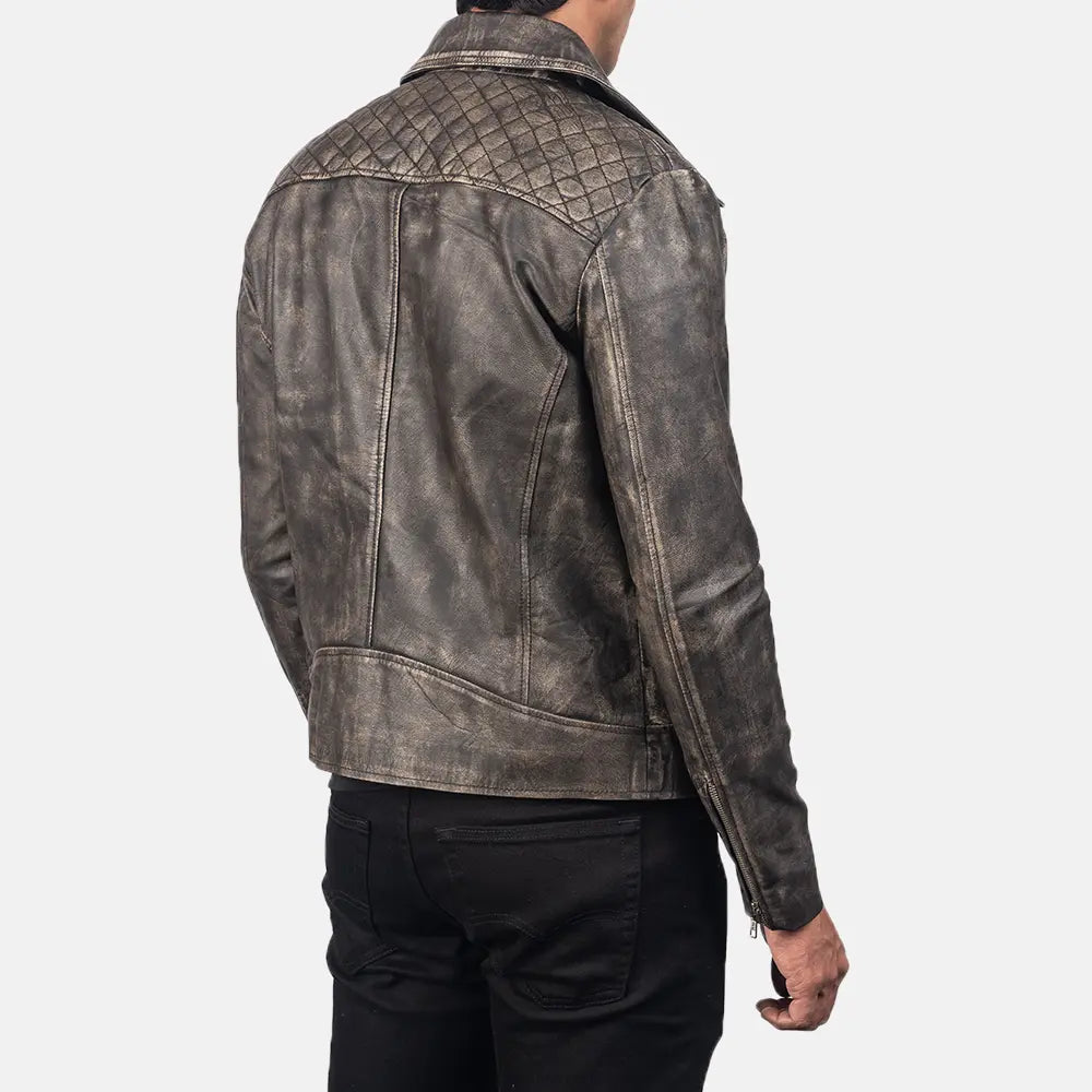 Danny Matelassé Veste Motard en Cuir pour Homme – Vue produit alternative 6