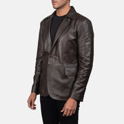 Brown Sheepskin leather Blazer - Vue de dos avec coupe ajustée aux épaules &amp; ourlet soigné