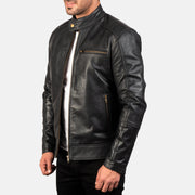 Dean Noir Veste Motard en Cuir pour Homme - Vue de dos avec coupe ajustée aux épaules &amp; ourlet soigné