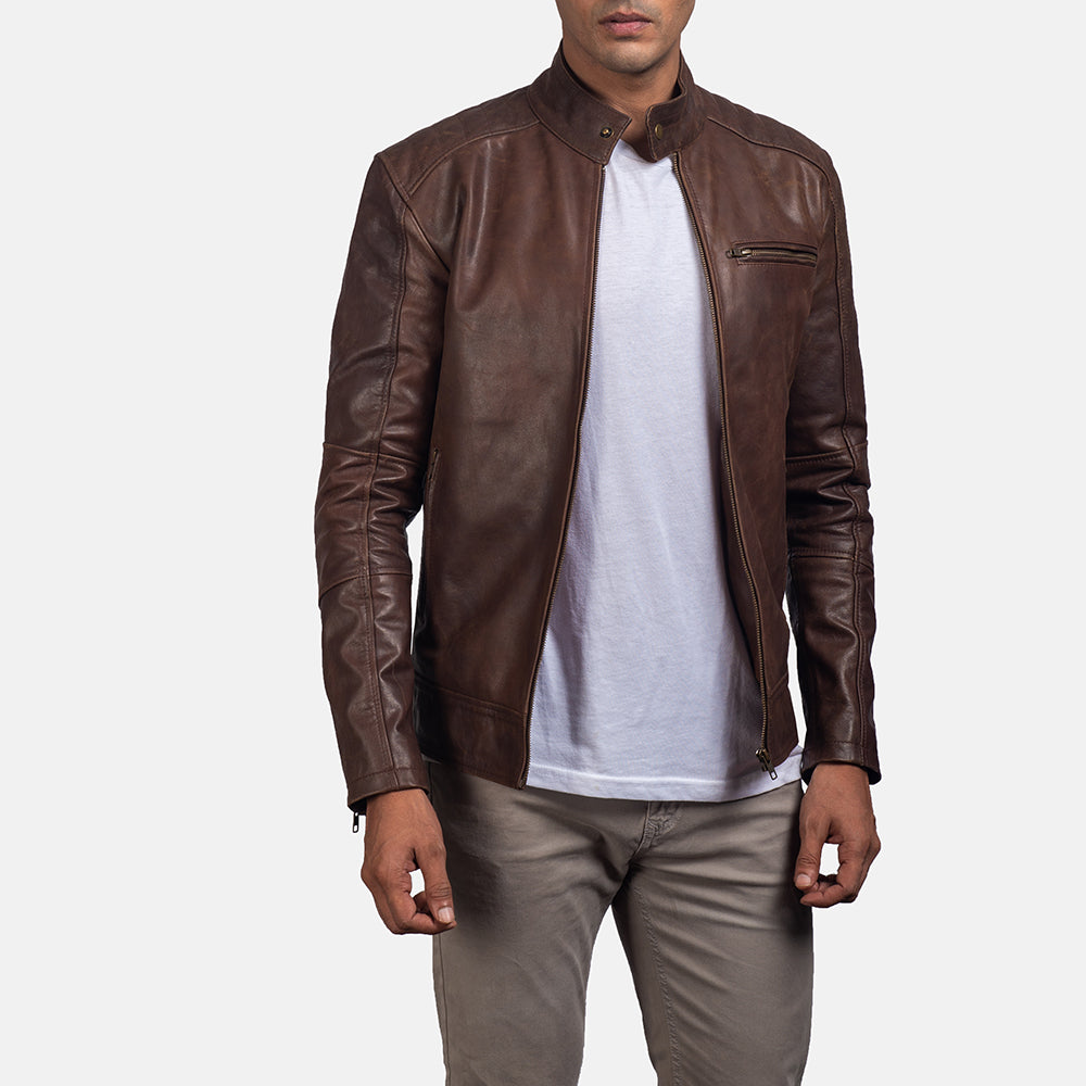 Dean Noir Veste Motard en Cuir pour Homme – Vue produit alternative 1