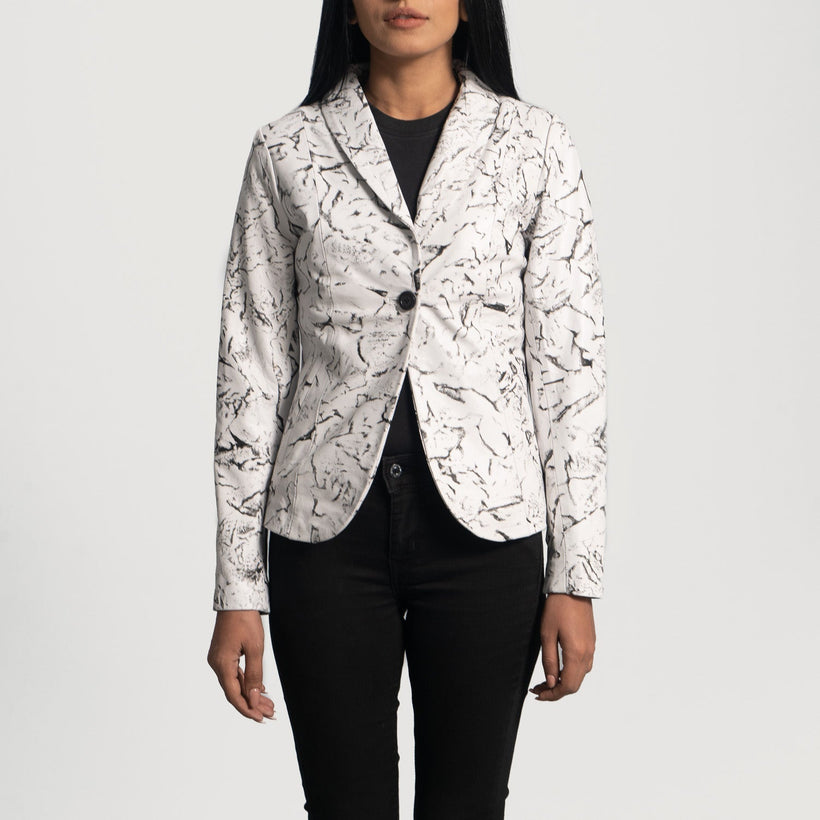 Donna Blake Blanc Blazer en Cuir en Cuir pour Femme
