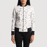 Women's Donna Blake White Leather Bomber Jacket in White Sheepskin Dip &amp;Amp; Dye - Vue de face &amp; silhouette ajustée | Acheter en ligne