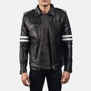 Dragonhide Noir Veste en Cuir pour Homme - Vue de profil avec coupe de manche ergonomique