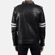 Vue détaillée of Shirt &amp; Zipper Hardware on Dragonhide Noir Veste en Cuir pour Homme