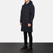 Black Synthetic Wool Trench Coat - Vue de dos avec coupe ajustée aux épaules &amp; ourlet soigné