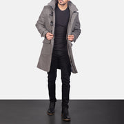 
Grey Wool Duffle Coat in Grey Synthetic Wool - Vue de face & silhouette ajustée | Acheter en ligne