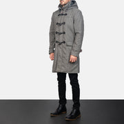 
Grey Synthetic Wool Trench Coat - Vue arrière montrant la carrure ajustée et l'ourlet net