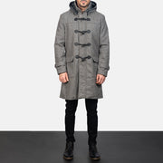 
Grey Wool Duffle Coat - Vue de profil mettant en valeur la coupe de manche ergonomique
