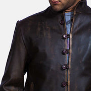 Men's Drakeshire Marron Veste en Cuir pour Homme - Vue de profil avec coupe de manche ergonomique