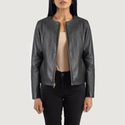 Elixir Collarless Veste en Cuir pour Femme – Vue produit alternative 1
