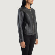 Elixir Collarless Veste en Cuir pour Femme – Vue produit alternative 2