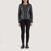 Elixir Collarless Veste en Cuir pour Femme – Vue produit alternative 3
